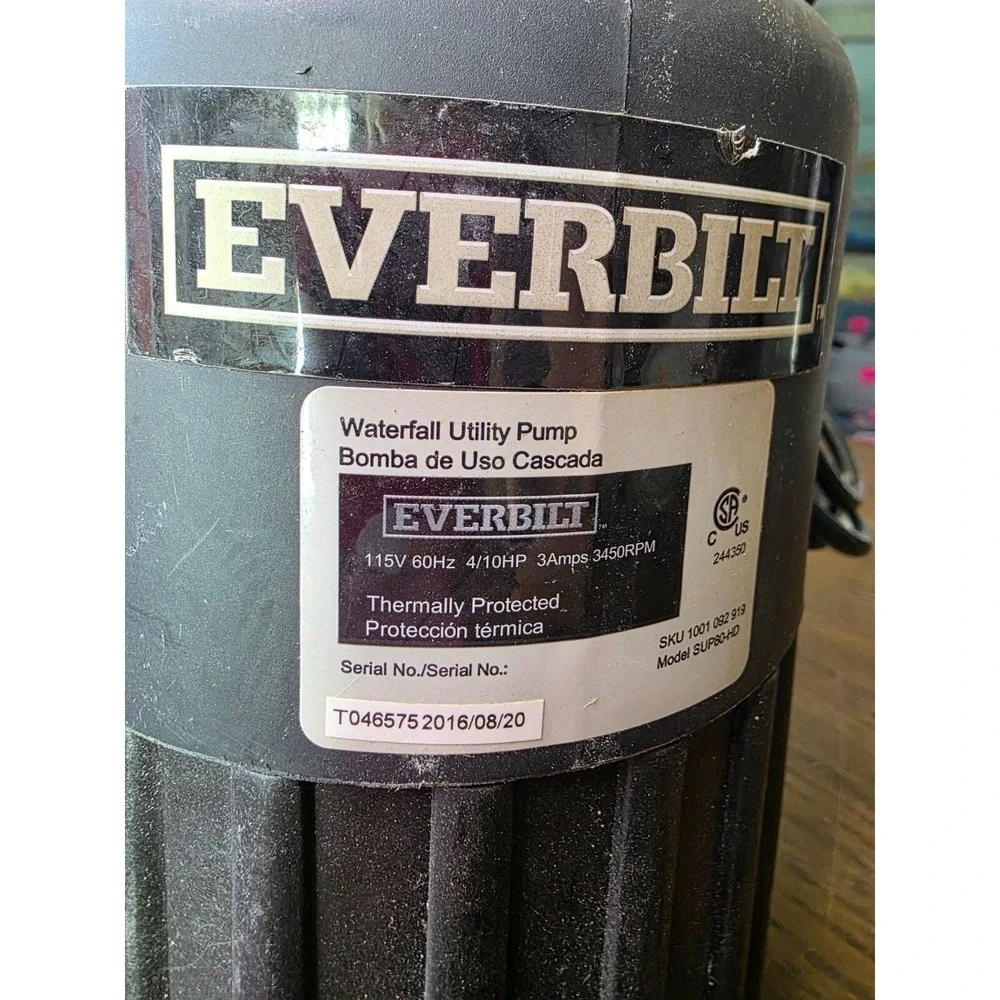 Everbilt Waterfall Submersible Utility Pump 1/2HP SUP80-HD - Used